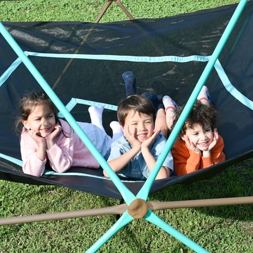 Merax 13FT Climbing Dome with Hammock, Outdoor Geometric Dome Climber Play Center for Kids 3-10 Supporting 1000 lbs, Easy Assembly Jungle Gym - style: 13FT Blue & Coffee