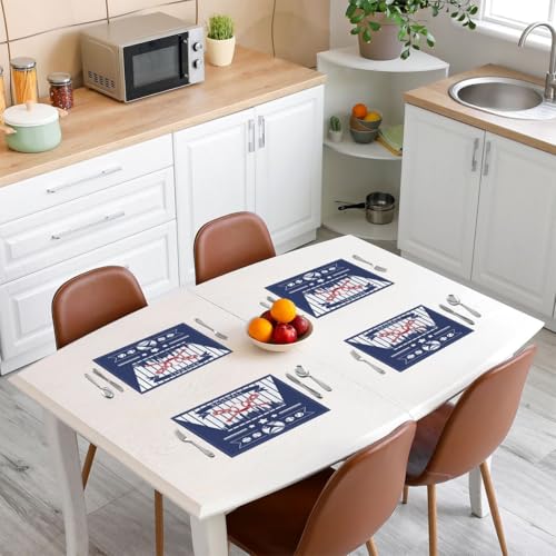 Erosebridal Baseball City Table Mats Sports Player Place Mats Set of 4,Baseball City Place Mat,Los Angeles Placemats, Wipeable Oil Proof - color: Blue, Los Angeles