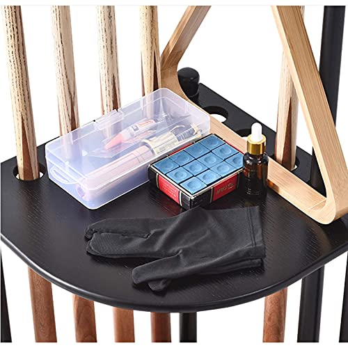 Billiard Corner Stand Freestanding Pool Cue Rack Unisex's Hardwood Corner Floor Billiard Rack Holds 8 Pool Cue Stick and Full Set of Pool Balls