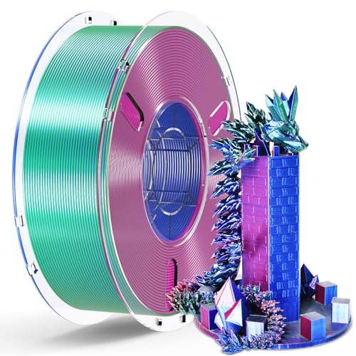 RAMBERY Silk Tri Color 3D Printer Filament 1.75mm, Triple Color Change by Angle, Silk Shiny PLA Filament Red-Blue-Green, 1kg Spool (2.2lbs) - color: C-silk Tri Color Red-blue-green, size: 1kg