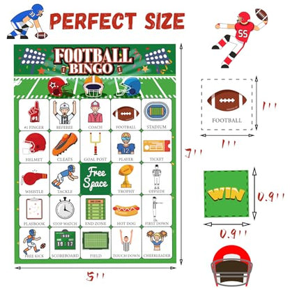 Football Games for Kids,Football Bingo Cards,24 Players Football Birthday Party Decorations Favors Supplies for Family Night Group Activities