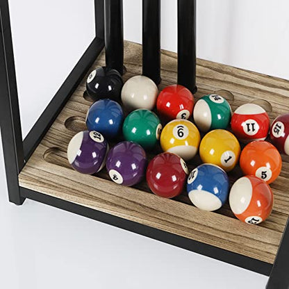 smusei Pool Stick Holder Pool Cue Holder Pool Cue Stick Rack Wood Billiard Stick Holder for Billiard Room Game Room Club Pool Table Accessories Holds 6 Cues, Floor Stand, Light Brown - color: Light Brown