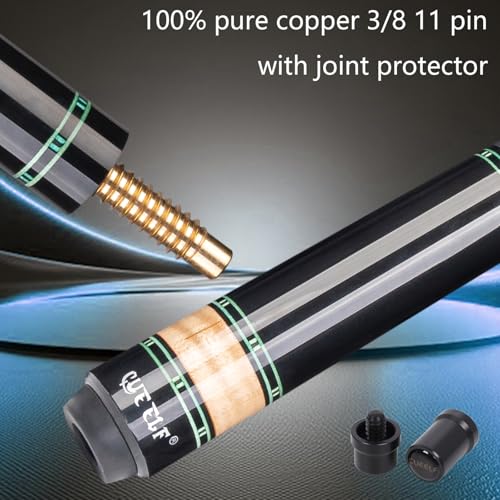 CUEELF Professional Pool Cue Stick – Handmade, Low Deflection | Solid Brass Joint Low Deflection Shaft 12.5mm Pro Tip & Inlay Ring Leather Non-Slip Wrap Precision Balanced - color: CJ-SH-03
