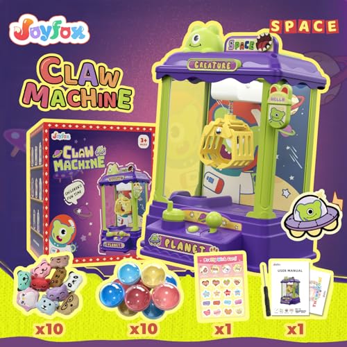 Monster Mini Claw Machine for Kids, Compact Arcade Prize Grabber with Rotating Knob and Joystick Control, Lights and Music, Small Reward Game for Ages 3 and Up