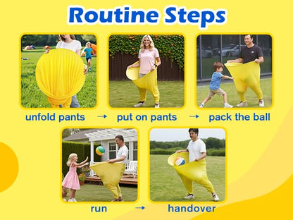 Granny Pants Yard Game, Giant Outdoor Tossing Game with Metal Ring & 8 Bouncy Balls + Air Pump, Easter Spring Funny Party Game for Family Backyard Team Building Field Day Adult Reunion(Yellow)