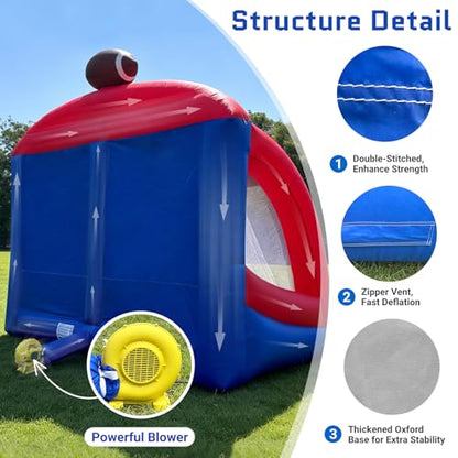 OZIS Inflatable Carnival Games with 4 Balls - Football Toss Throwing Target with Powerful Blower, Easy Setup for Indoor/Outdoor Commercial, Birthday Parties, and Lawn Interactive Game - size: Double Target
