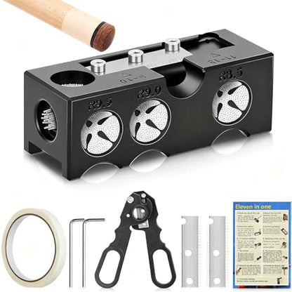 11-in-1 Pool Cue Tips Replacement Kit and Billiards Pool Cue Tip Shaper,Pool Cue Tips Replacement Kit, Professional Pool Cue Tip Tool with ABS Cue Tip Replacement and Repair Kit for Shaping