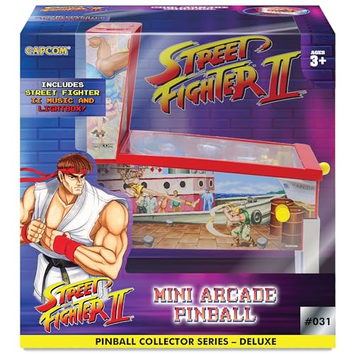 Street Fighter II: Mini Arcade Pinball - Collector Series, Lights & Sounds, Classic Tabletop Game, Skill Shot Challenges, Licensed Toy, Adults-Kids 3+