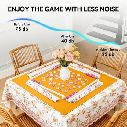 Classic Mahjong Mat for Mahjong Night - 31.5"x31.5" Non-Slip Gaming Table Cover with Carrying Bag (Orange) - color: Orange