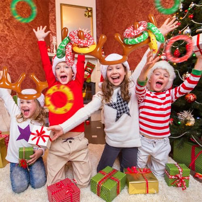 MGparty Christmas Inflatable Reindeer Antler Toss Games Xmas Ring Toss Game for Kids Teens Adults Indoor Outdoor Family Holiday Party Gifts - color: Brown-4 Pack