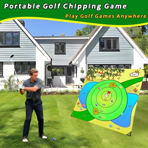 Golf Chipping Outdoor Game Set,Portable Battle Chipping Mat,Indoor Outdoor Sticky Golf for Adults and Junior Golfer Training Practise,Friends Family Yard Target Game