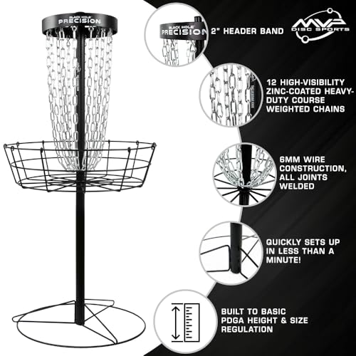 MVP Disc Sports Black Hole Precision 12-Chain Portable Disc Golf Basket Target