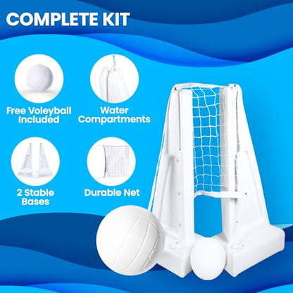 SWIMLINE Original Pool Volleyball Net Games Set with Ball Adjustable Up to 34 Feet Wide | for Kids & Adults | 2 Stable Water-Fill Bases | Easy Assembly Compatible W/Outdoor & Indoor Inground Pools - style: Classic Volleyball Game