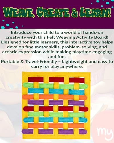 HappyVk Educational Felt Story Board Set – One Felt Board and 154 Pieces Storytelling Learning Kit for Toddlers and A Felt Activity Board Game with 10 Weaving Strips - Montessori Toys Activity Board