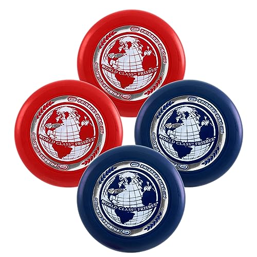 Whamo-O Frisbee - World Class Frisbee - 9.25" Sport Flying Disc 119G - Lightweight - Durable Flying Disc Toys for School, Game Prizes, Party, Indoor & Outdoor Game - style: 4 PACK ( RED + BLUE )