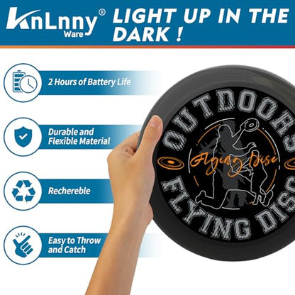 KnLnny Ware LED Flying Disc for Outdoor Games - color: Black-with Lights