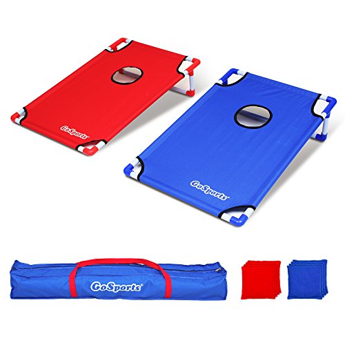 GoSports Portable Cornhole Set with Carry Case - Outdoor Lawn Bean Bag Toss Game for Adults and Family - Beach, Camping, Yard Games & More - style: Red & Blue