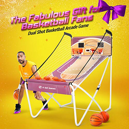 E-Jet Basketball Arcade Games - Electronic Basketball Games (Online Challenge & Battl, Shoot Hoops) Dual Shot/Purple (EIS021332025)