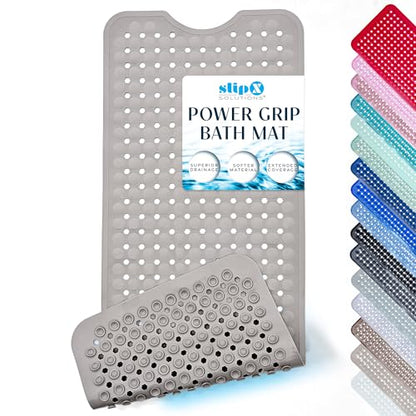SlipX Solutions Power Grip Bathtub Safety Mat | Precision Grip Technology for Longer, Stronger, & Softer Wet Surface Protection | Solid Tan 39"x16" - color: Solid Tan