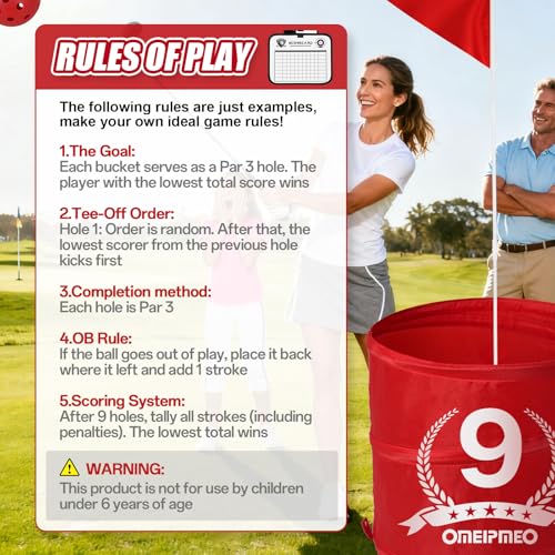 Deluxe Backyard Golf Game, 9 Hole Portable Golf Yard Game Set with Clubs Buckets Balls, Outdoor Golf Course Chipping Practice for Lawn, Park, Beach, Camping - Fun Golf Bundle Gift for Adults & Family