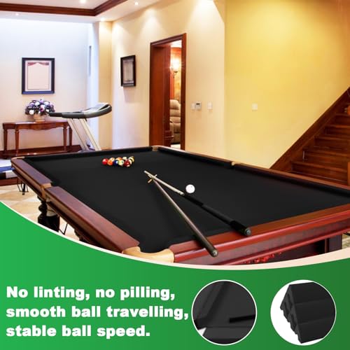 Podoy 8ft Pool Table Replacement Kit, Pool Table Bumpers (Set of 6) with Felt Cloth/Cushion Facings (Set of 12) for Billiard Rail Rubber Bumpers Home & Pro Use Billiard Rail & Pocket Accessories - color: BLACK WITH CLOTH