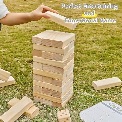 GOROCK Giant Tumbling Tower Game，57Pcs Wooden Block Stacking Game （Over 4.2FT），Classic Family Indoor Outdoor Yard Party Games for Kids and Adults with Carry Bag - size: L-Over 4.2 FT