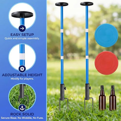 WIGERLON Frisbee Game，Flying Disc Bottle Game,Lake Games Sandbar Games for Adults and Kids.Outdoor Polish Horseshoes Game Set