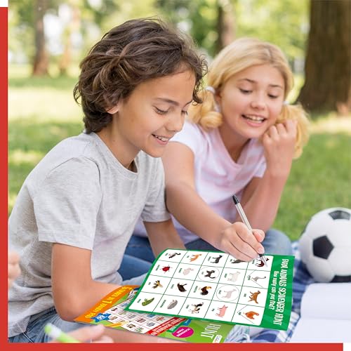 Road Trip Game Pad, 5 Games in 1 (Farm Animals, Car Colors, Buildings, Traffic Signs, Vehicles Scavenger Hunt Bingo), Pen Pencil Paper Game, Plane Trip/ Car Travel/Getaway Activity Pad for Kid, Adult - style: Scavenger hunt bingo