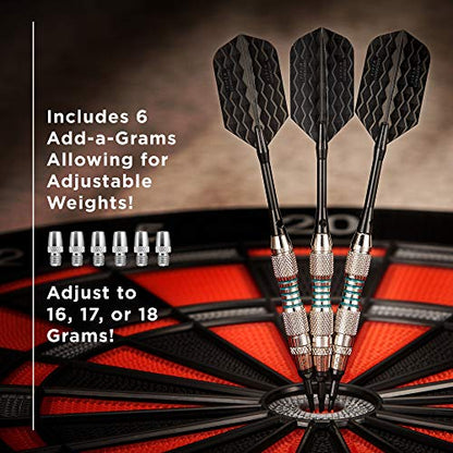 Viper by GLD Products Bobcat Adjustable Weight Soft Tip Darts with Storage/Travel Case - size: 16 Grams (Adjustable to 17 and 18 Grams), style: Nickel Silver Plated with Light Blue Rings
