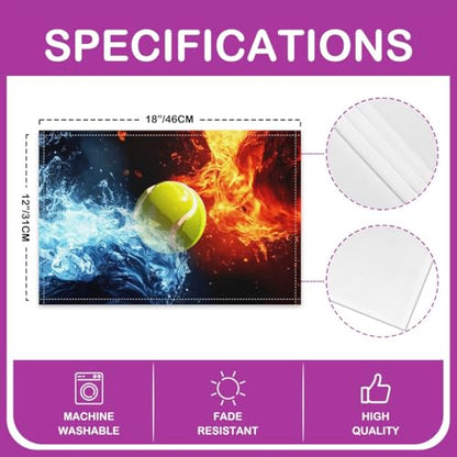 Erosebridal Tennis Placemats Set of 4 12x18 Ice Fire Place Mat for Kids Teens Men Ball Games Sports Lightning Yellow Blue Red Heat Resisting Table Mats - color: Yellow Blue Red
