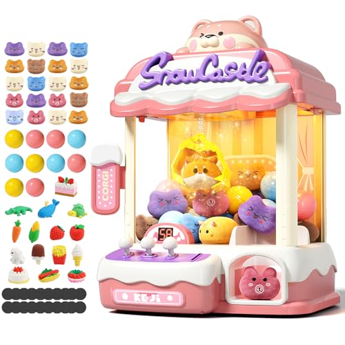Jovow Claw Machine for Kids, Mini Vending Machine with Music, Prize Dispenser Toys for Girls and Boys, Electronic Claw Game Machine for Party Birthdays, Includes 45 Mini Toys (Medium)