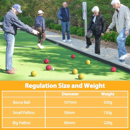 Professional Grade 107mm Bocce Ball Game Set Regulation Size and Weight 920g for Official Tournaments (Red and Yellow) - style: Premium 107mm Red and Yellow