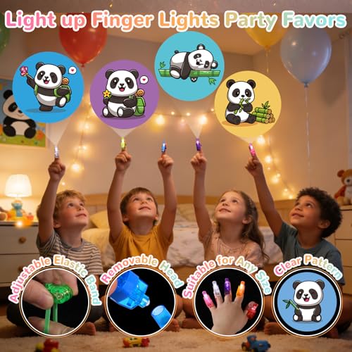 36 Pack Panda Party Favors LED Finger Lights, Glow in The Dark Panda Animal Birthday Party Gifts for Kids, Goodie Bag Stuffers Classroom Treasure Box Prizes - style: Panda
