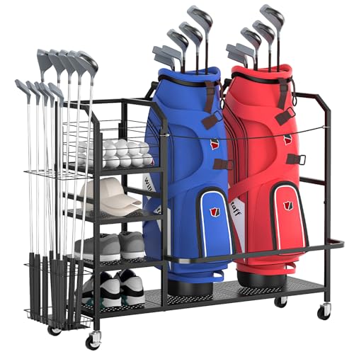 Golf Bag Storage, Big Capacity Golf Bag Organizer for Golf Bag and Equipment Accessories, Golf Organizer for Garage, Home or Club,Extra Storag