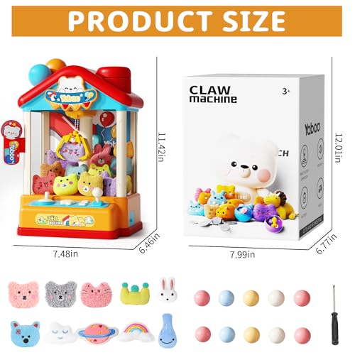 Mini Claw Machine for Kids, Toy Claw Machines Include Plush Prizes, Vending Machines Toys for Girls 4 5 6 7 8, Kids Arcade Game with Adjustable Sound, Birthday Gift for 3 4 5 6 Year Old Boy Girl