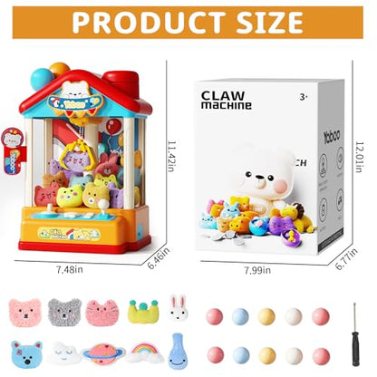 Mini Claw Machine for Kids, Toy Claw Machines Include Plush Prizes, Vending Machines Toys for Girls 4 5 6 7 8, Kids Arcade Game with Adjustable Sound, Birthday Gift for 3 4 5 6 Year Old Boy Girl