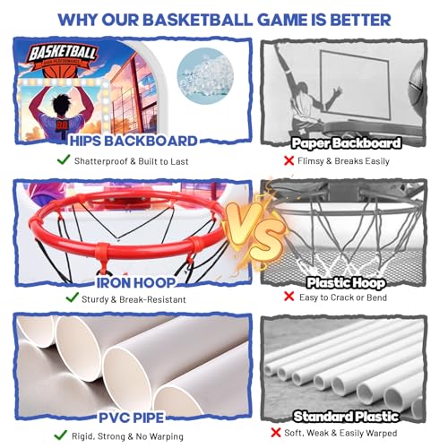 2-Player Arcade Basketball Game Set,Upgraded Indoor Hoop with LED Light Electronic Scoreboard 4 Balls,Carnival Games Sports Toys Kids 3-10 for Home Party Backyard Outdoor Boys Girls Toddlers Gifts