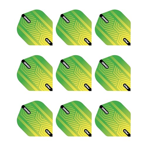 RED DRAGON Hardcore Ionic Dart Flights - 3 Sets Per Pack (9 Dart Flights in Total) - color: Green and Yellow