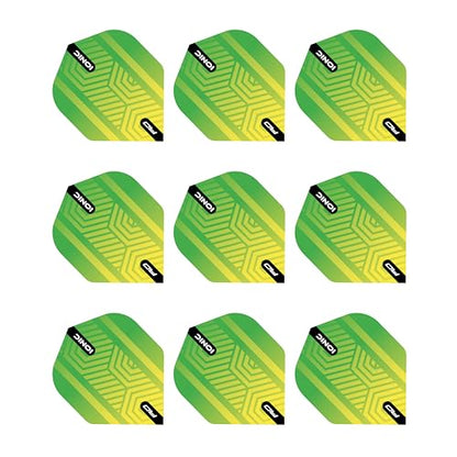 RED DRAGON Hardcore Ionic Dart Flights - 3 Sets Per Pack (9 Dart Flights in Total) - color: Green and Yellow