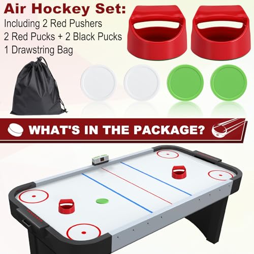 Coopay Air Hockey Pucks and Paddles - 2 Hockey Pushers & 4 Large Hockey Pucks with Nylon Storage Bag, Great Goal Handles Pushers Replacement Accessories for Game Tables - color: White,Green