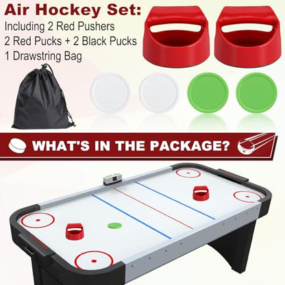Coopay Air Hockey Pucks and Paddles - 2 Hockey Pushers & 4 Large Hockey Pucks with Nylon Storage Bag, Great Goal Handles Pushers Replacement Accessories for Game Tables - color: White,Green