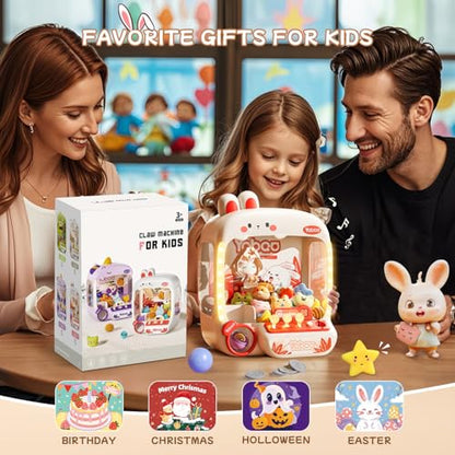64 PCS Large Claw Machine for Kids Bunny, Vending Machine Toys for Girls 5 6 7 8 Year Old, Candy and Prize Electronic Dispenser Game Ages 5-7 6-8, Birthday Gift for 3 4 5 6 Year Old - style: Bunny