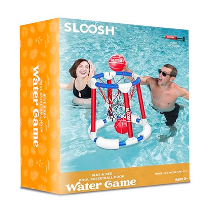 Sloosh Pool Basketball Hoop Toys, Floating Basketball Pool Game, Swimming Floats Toys with Balls Pump, Summer Outdoor Water Play Toy for Kids and Adults (Red Blue) - color: Red Blue