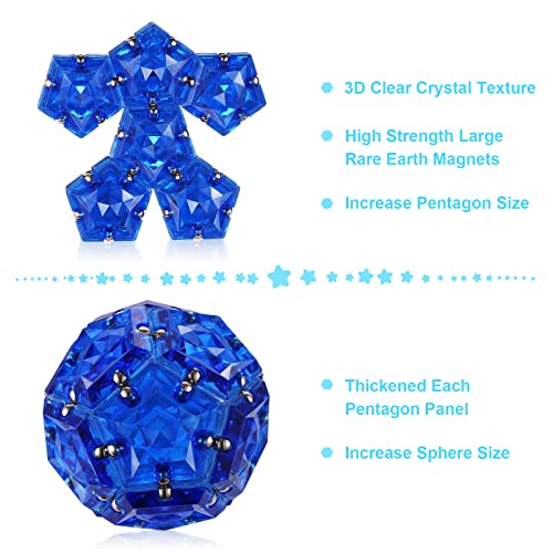 RoomyRoc Magnetic Fidget Sphere Magnets Balls - Crystal Diamond Blue - Magnet Fidgets Toy - 12 Piece Set - Creativity Beyond Imagination, Inspirational, Recreational, Desk Toys for Adults - color: Diamond Blue