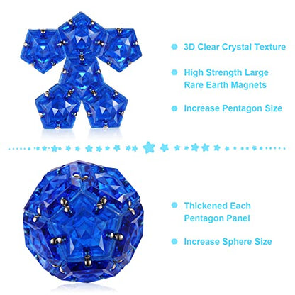 RoomyRoc Magnetic Fidget Sphere Magnets Balls - Crystal Diamond Blue - Magnet Fidgets Toy - 12 Piece Set - Creativity Beyond Imagination, Inspirational, Recreational, Desk Toys for Adults - color: Diamond Blue