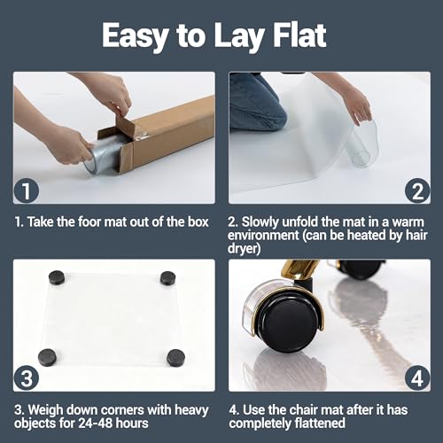 Clear Chair Mat for Hard Floor, 36 x 48 Inches, PVC Floor Mat Under Rolling Chairs for Easy Glide and Wood/Tile Protection, Rectangle - size: rectangle
