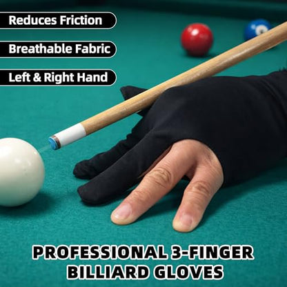 Pool Cue Bridge Head Kit with 2 Billiard Gloves & 4 Cue Chalks – Complete Billiards Accessory Set for Pool Tables, Smooth Stroke Gloves, Premium Cues Chalk, Universal Bridge Head for Precise Shots