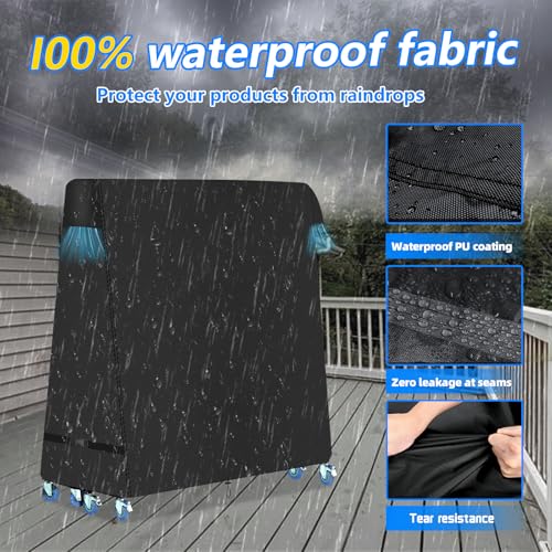 Ping Pong Table Cover,600D Heavy Duty Waterproof Table Tennis Table Protection Covers for Universal 9x5 FT Tables,All Weather,Black,65*27.5*72.8inch (Black, 162*66*162CM) - size: 162*66*162CM