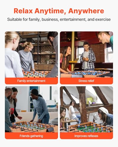 VEVOR Foosball Table, 55 inch / 42 inch Standard Size Foosball Table, Indoor Full Size Football Table for Home, Family, and Game Room, Soccer with Durable Soccer Set - size: 42IN