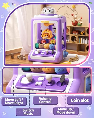 Jovow Claw Machine for Kids, Mini Vending Machine with Game Coins & Music, Prize Dispenser Toys for Girls and Boys, Electronic Claw Game Machine for Party Birthdays, Includes 30 Mini Toys - style: Unicarns